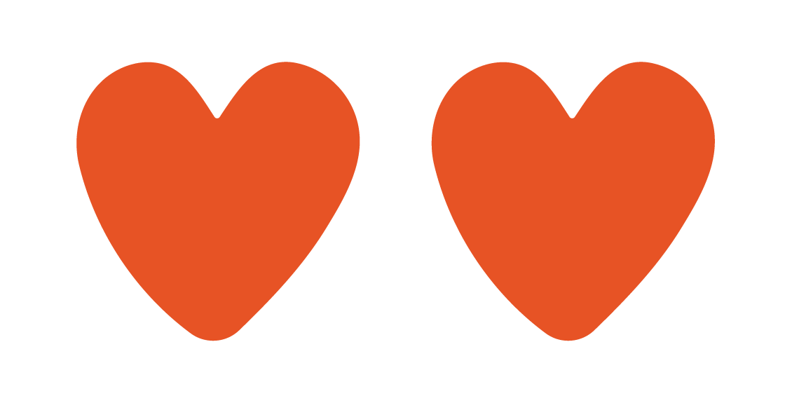 icone deux coeurs oranges