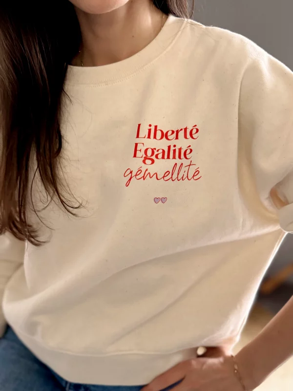 Zoom sweat Liberté Egalité Gémellité
